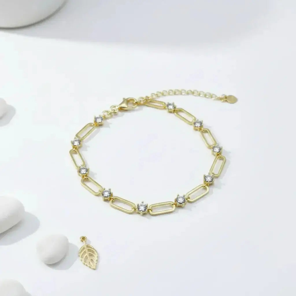 18K Gold Plated Moissanite Tennis Bracelet 925 Silver 