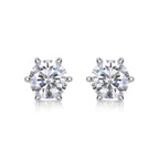 1 Carat Moissanite Stud Earrings – S925 Sterling Silver Six-Prong