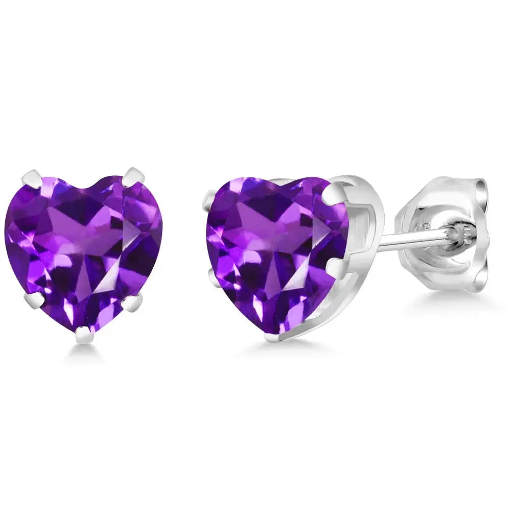 925 Sterling Silver Purple Amethyst Stud Earrings