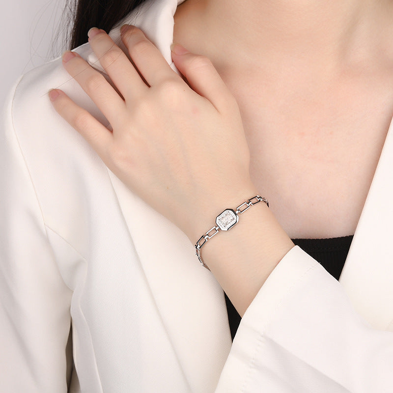 S925 Sterling Silver Moissanite Geometric Bracelet