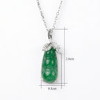 925 Sterling Silver Elegant Green Jadeite Pea Pod Pendant Necklace with Sparkling Accents NP Collection