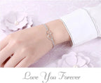 S925 Sterling Silver I Love U Forever Love Heart Double Chain Bracelets