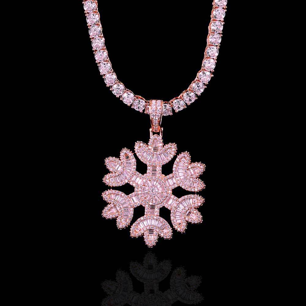 Zircon Snowflake Pendant Jewelry Real Gold Electric
