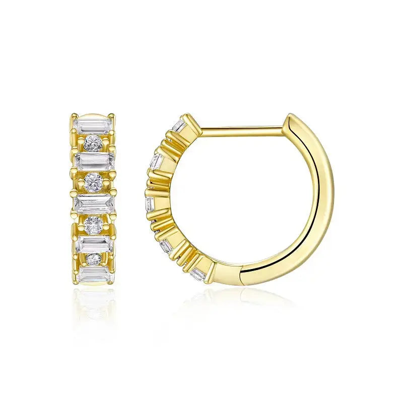 Moissanite Luxury And Fashionable Light Luxury Jewelry Silver Stud Earrings S925 Silver Electroplated Gold NP Collection