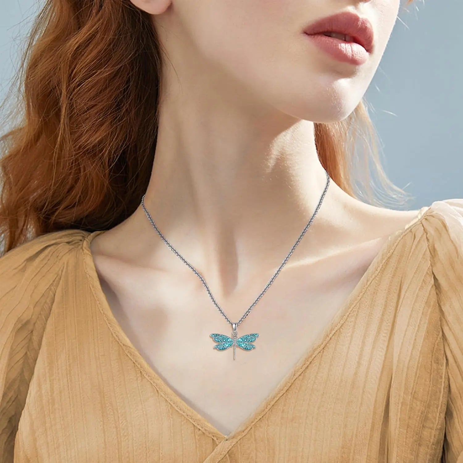 Turquoise Necklace Dragonfly 925 Sterling Silver 