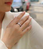1Double Ring Shadow Ring with Moissanite S925 Sterling Silver and Platinum-Plated Diamond