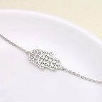 S925 Sterling Silver Jewelry Sideways Hamsa Hand Choker Necklace 14+4"