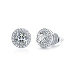 Round Bag Four-claw Moissanite Stud Earrings