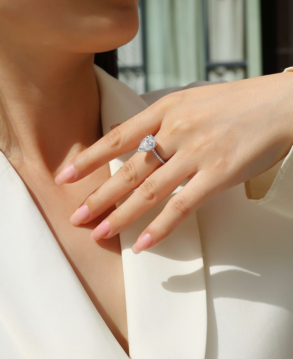 Light And Shadow - Moissanite S925 Sterling Silver And Platinum Diamond Ring