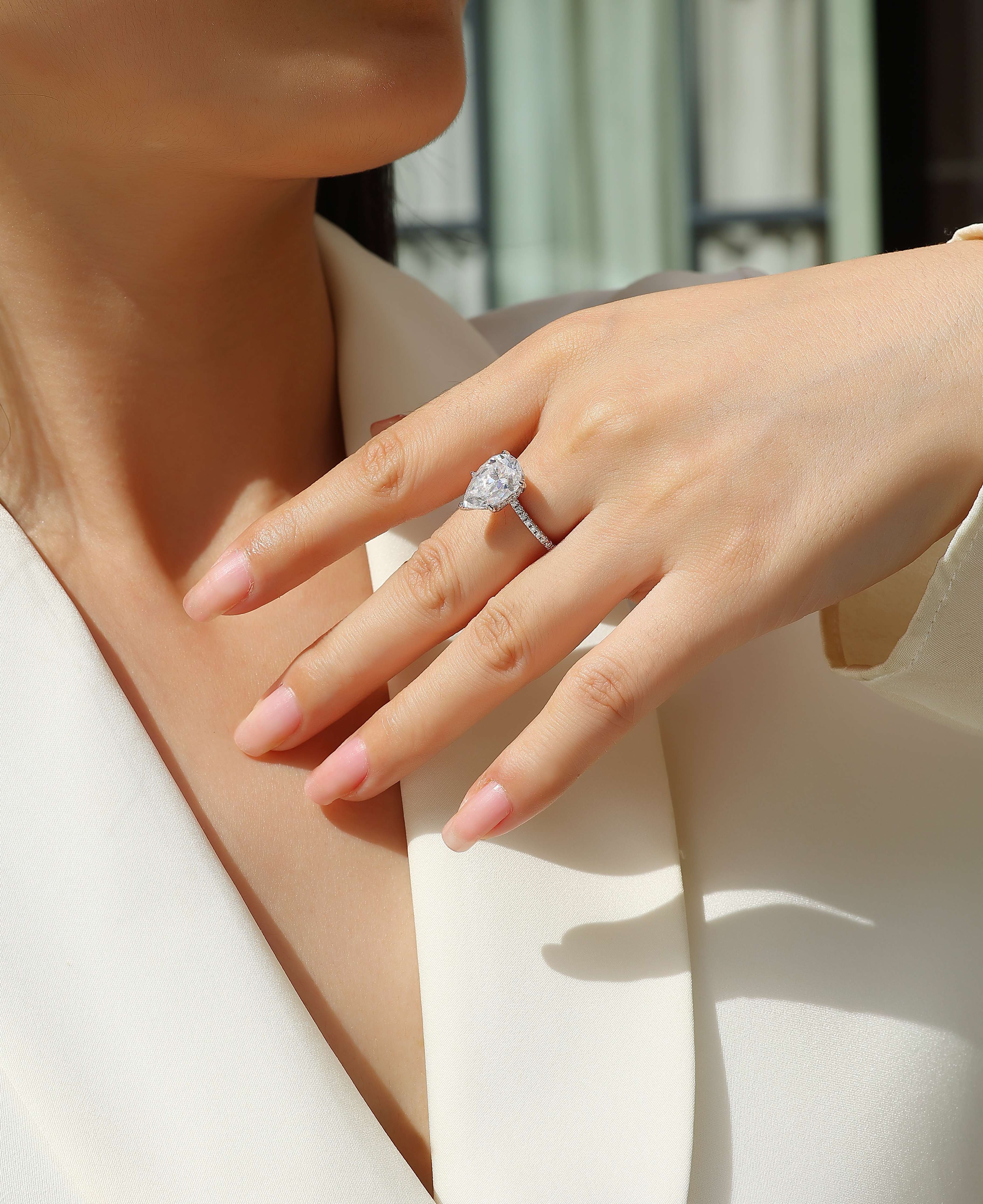 Light And Shadow - Moissanite S925 Sterling Silver And Platinum Diamond Ring