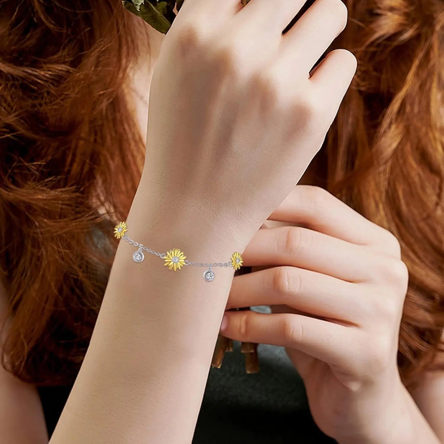 Sunflower Bracelet/Anklet 925 Sterling Silver