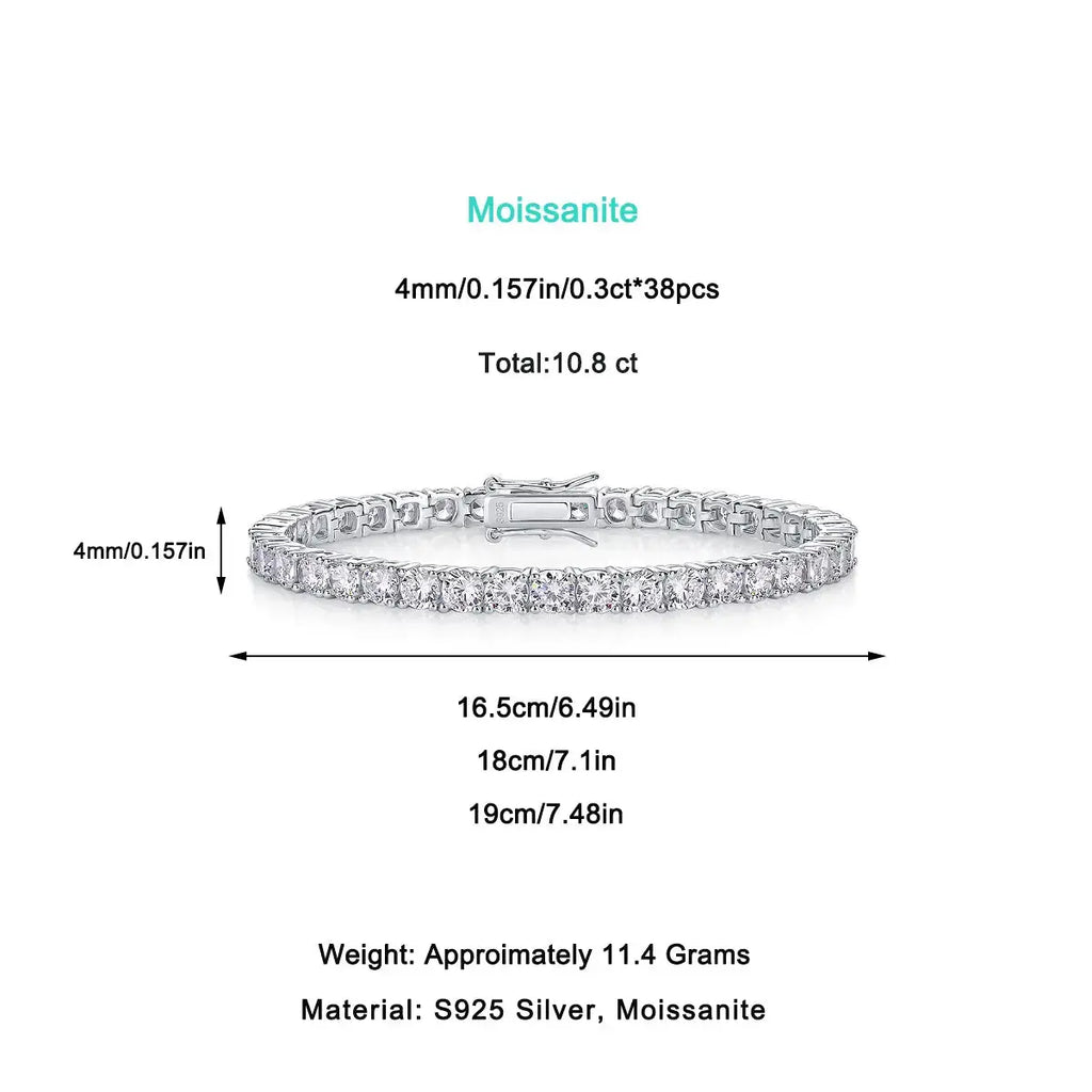 0.3-carat Luxury And Fashionable Light Luxury Trend Jewelry Silver Bracelet Set With Top-quality Moissanite, S925 Silver Electroplated Platinum NP Collection