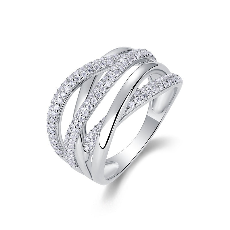 Brilliant Interweaving - Moissanite S925 Sterling Silver And Platinum-plated Diamond