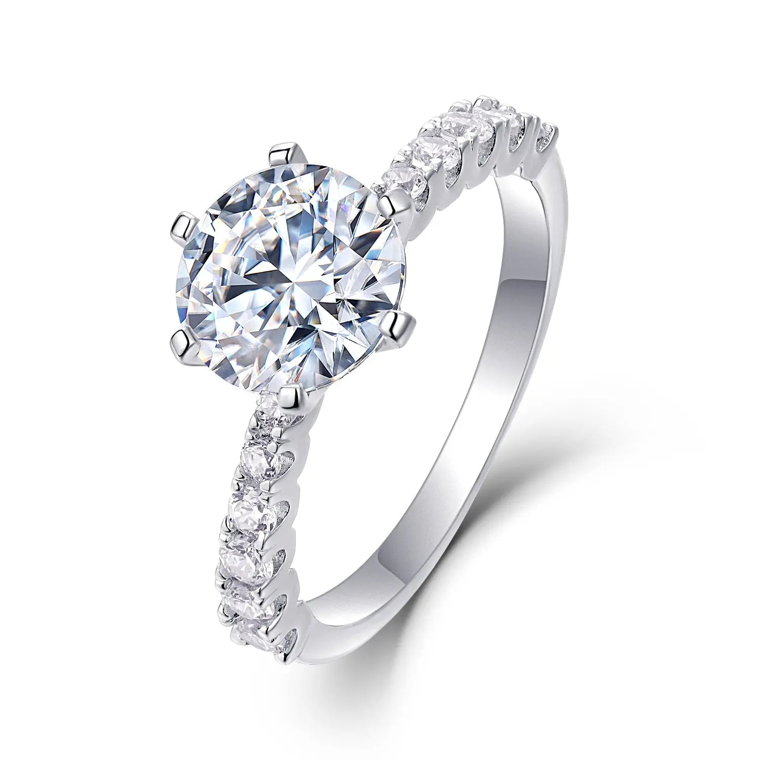 Large Diamond Moissanite Silver  Ring 