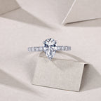 Moonlight Water Drop - Moissanite S925 Sterling Silver And Platinum Diamond Ring