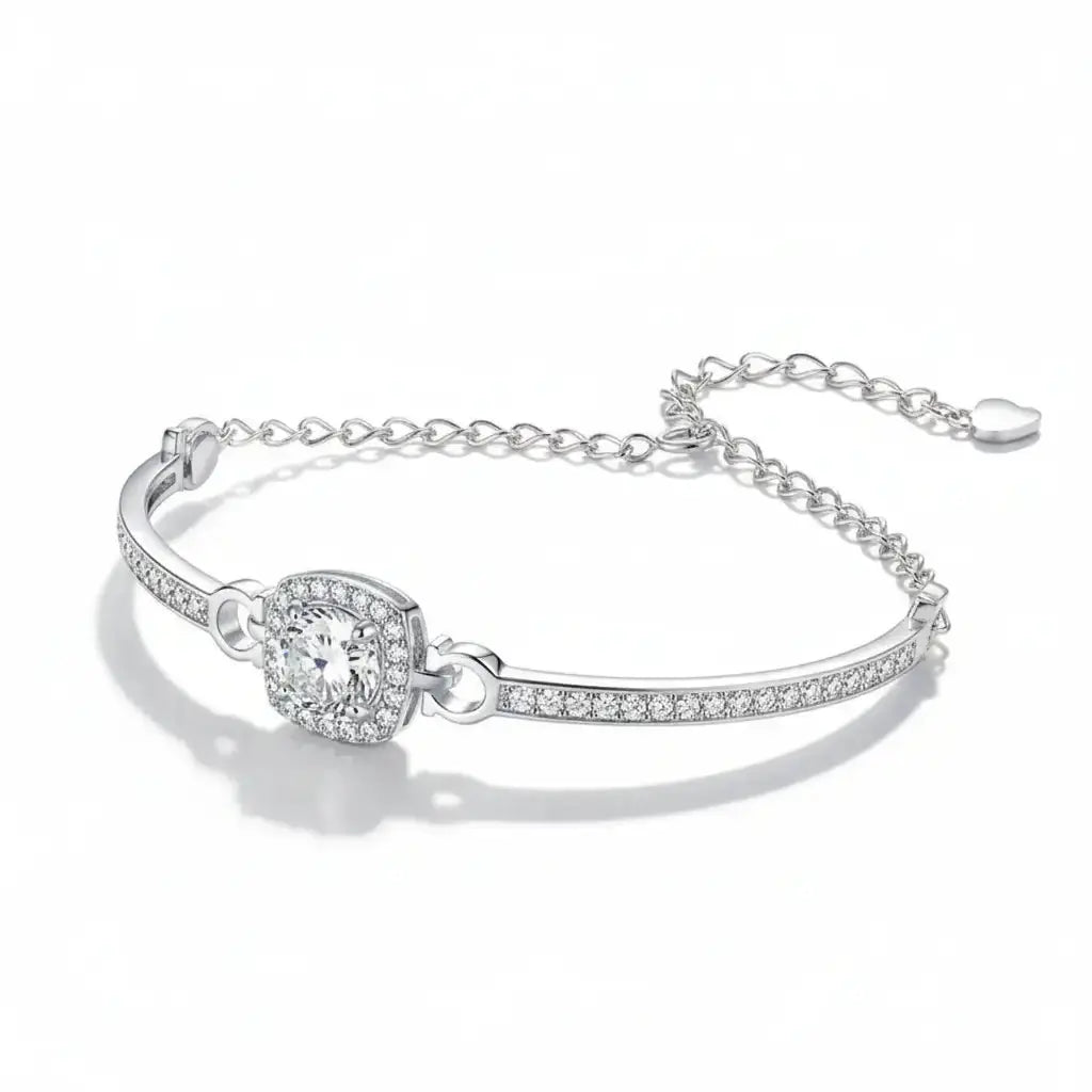 1 Carat Moissanite Square Bag Bracelet 925 Sterling