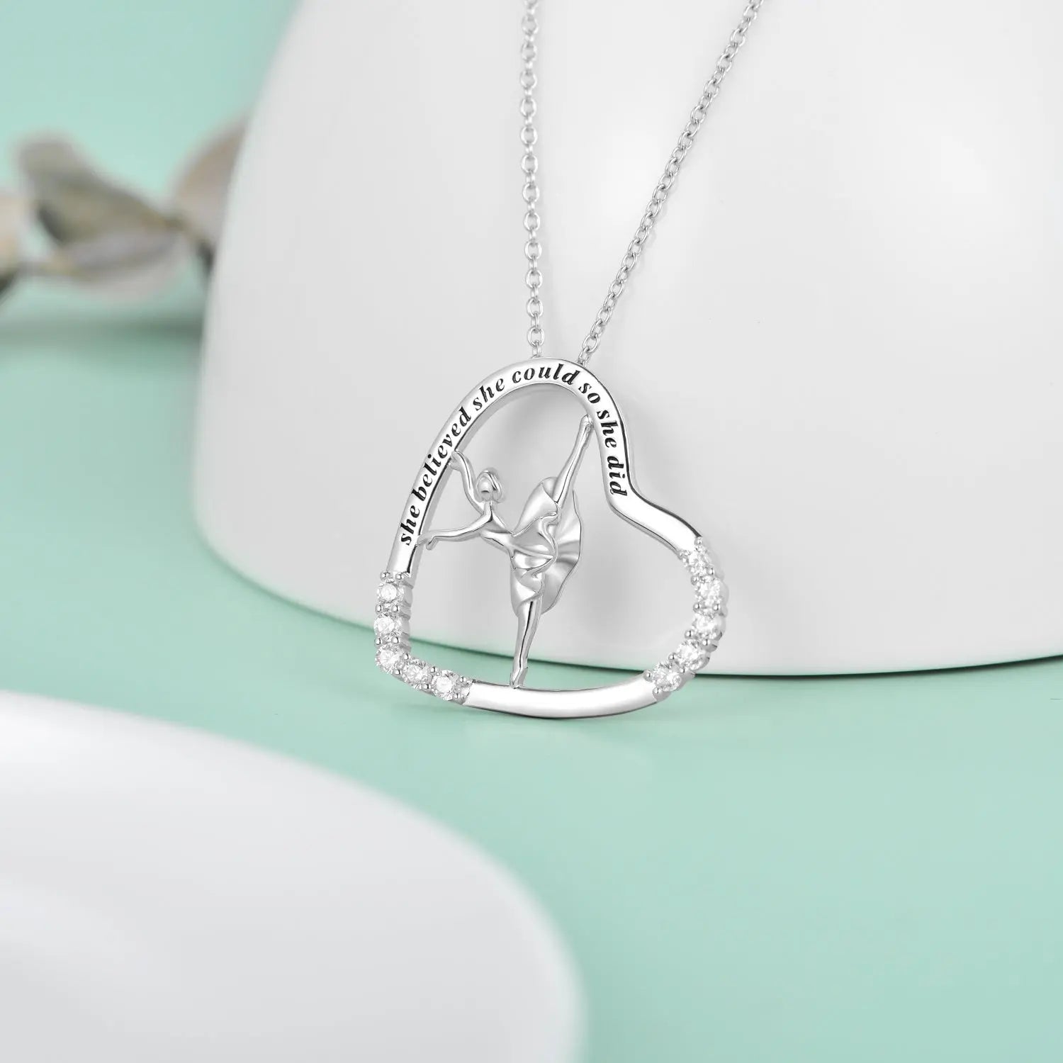 925 Sterling Silver Heart Ballerina Dancer Pendant Necklace – Ballet Dance Jewelry - N&P Colletion