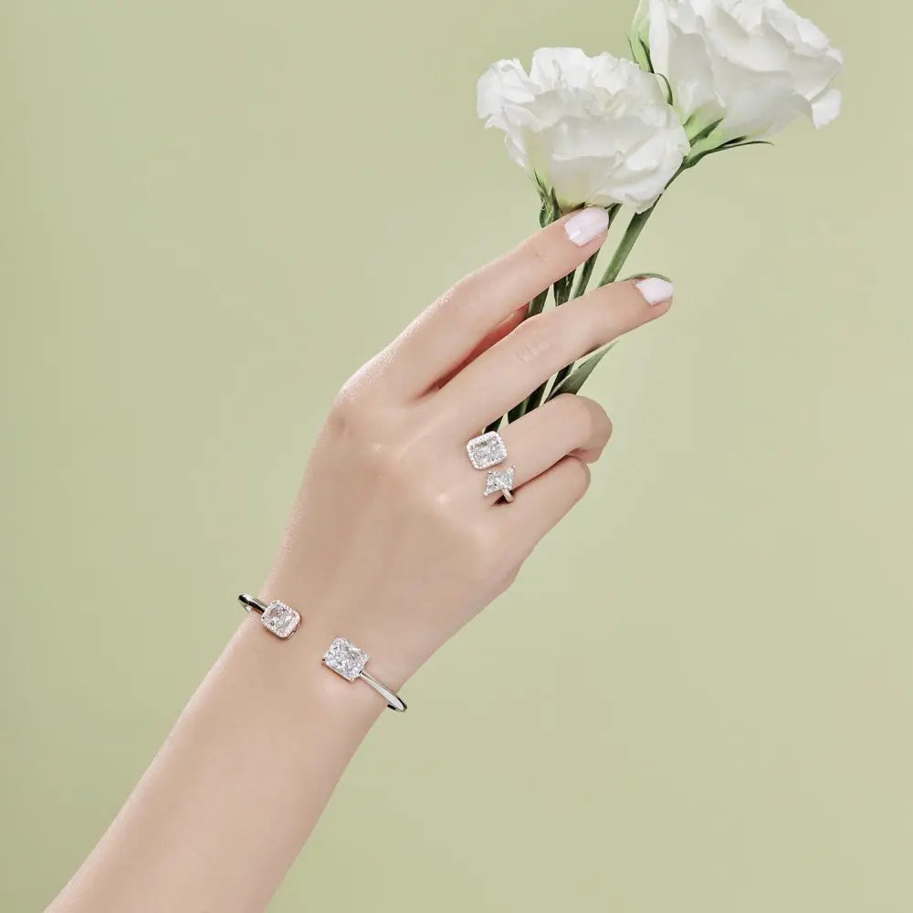 925 Sterling Silver Opening Bracelet Women's High Sense