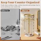 Necklace Holder 360° Rotating 3-Tier Jewelry Stand Display