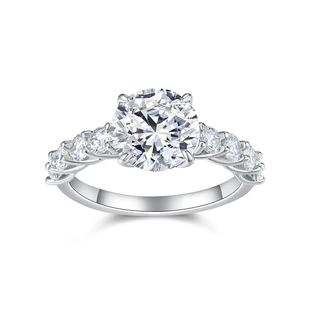 A 3-carat Luxury And Fashionable Light Luxury Jewelry Silver Ring Set With Top-quality Moissanite, S925 Silver Plated With Platinum NP Collection
