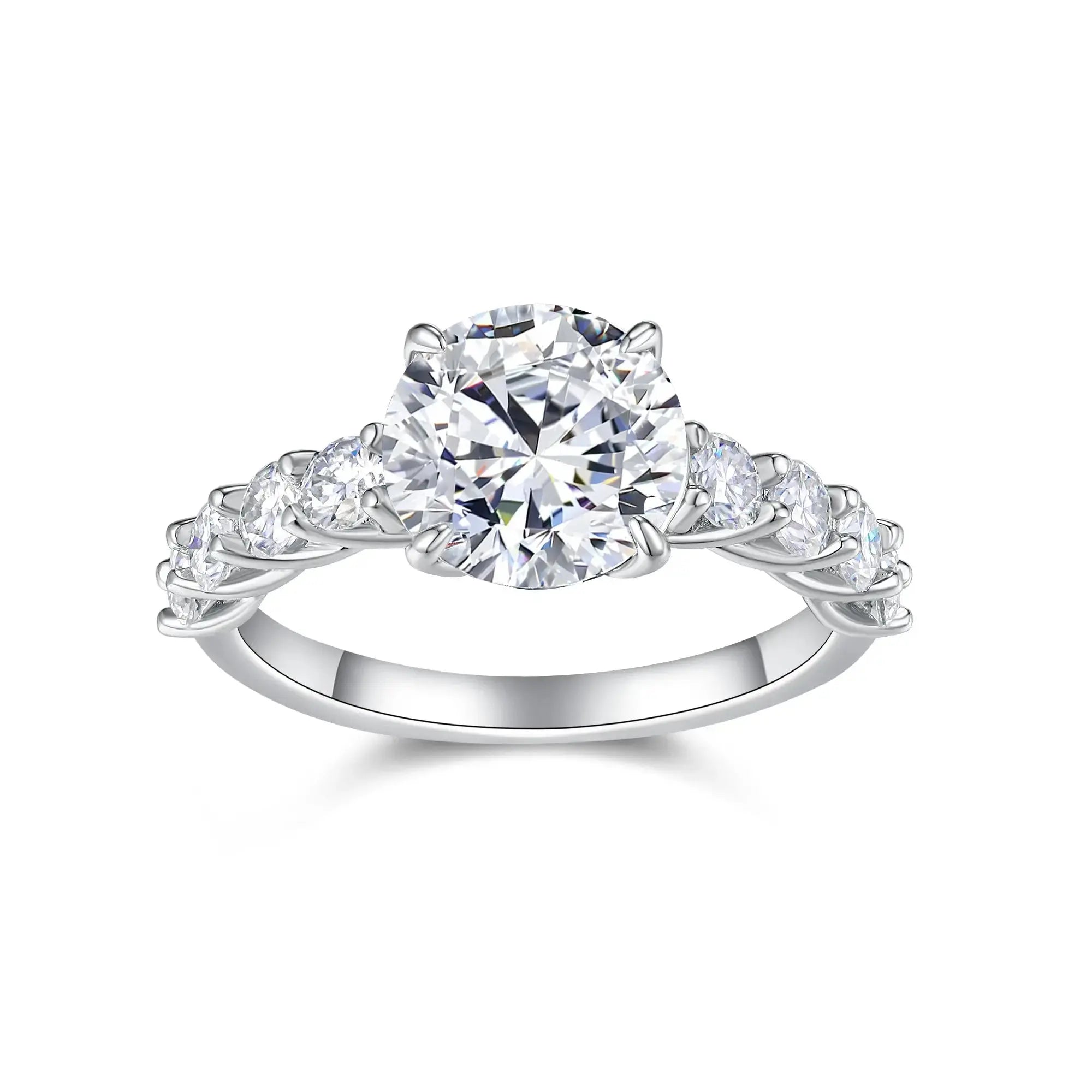 A 3-carat Luxury And Fashionable Light Luxury Jewelry Silver Ring Set With Top-quality Moissanite, S925 Silver Plated With Platinum NP Collection