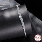 All-match High-grade S925 Sterling Silver Moissanite Open Elastic Bracelet