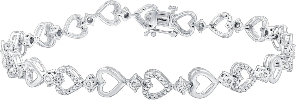1/10 Cttw Natural Diamond Heart Shaped Bracelet