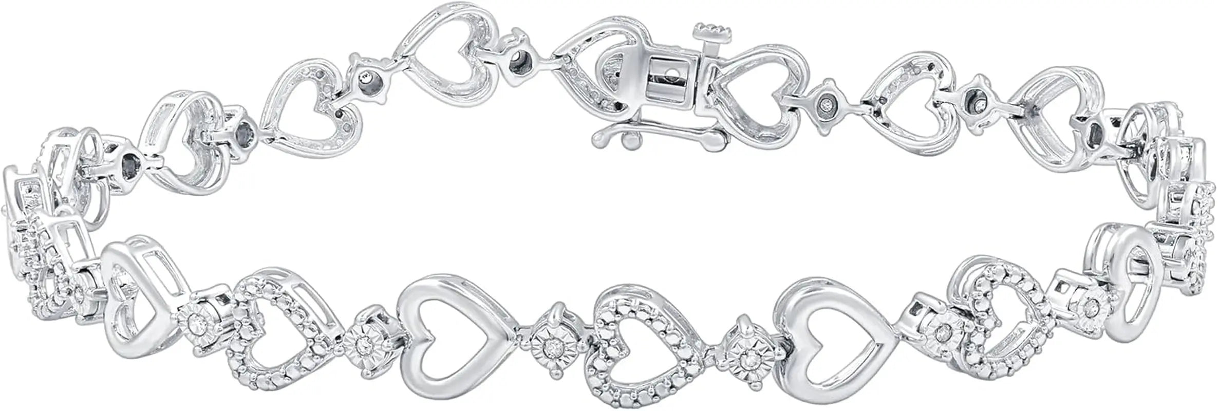 1/10 Cttw Natural Diamond Heart Shaped Bracelet