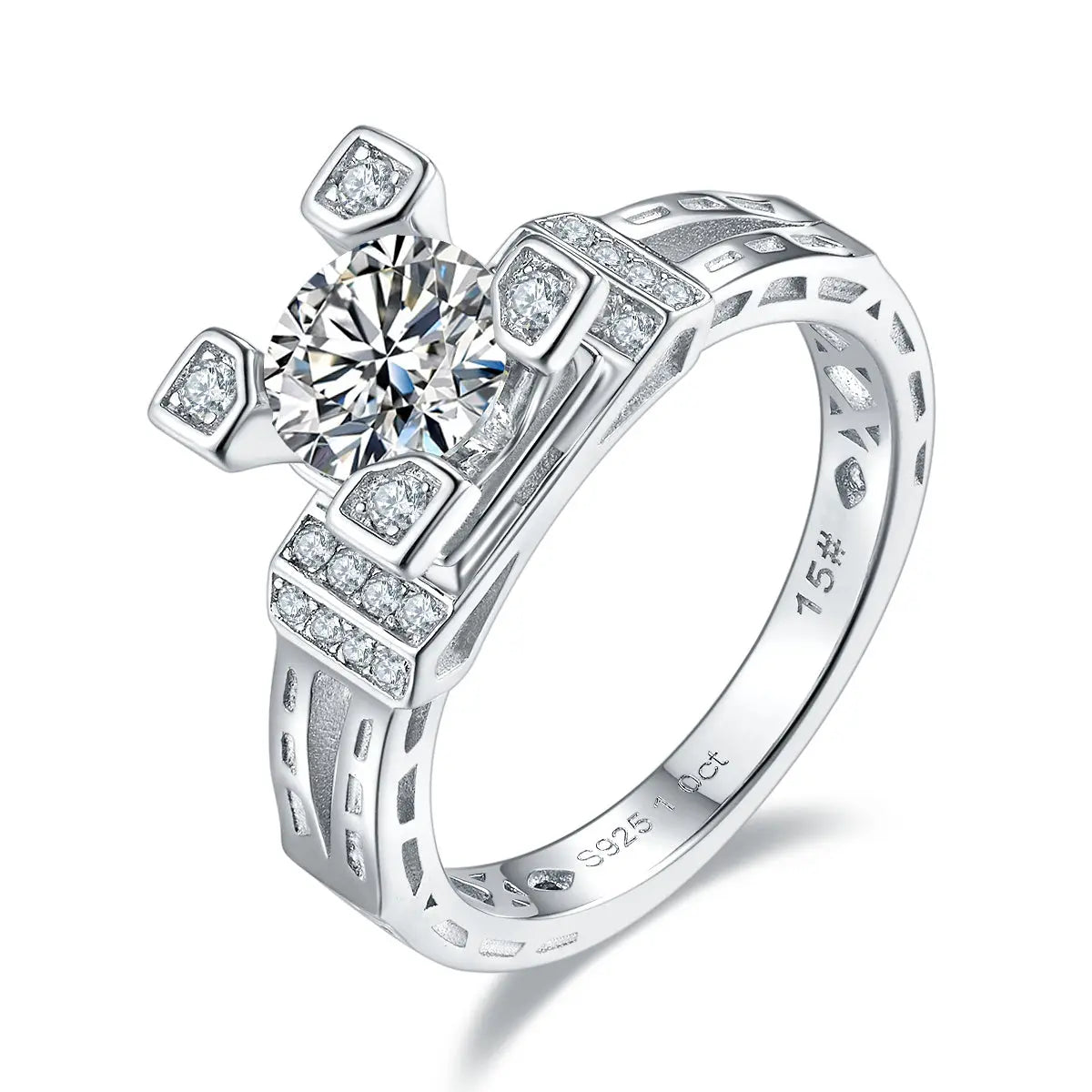 1-Carat Luxury Moissanite S925 Platinum-Plated Silver Ring – Light Luxury Jewelry NP Collection