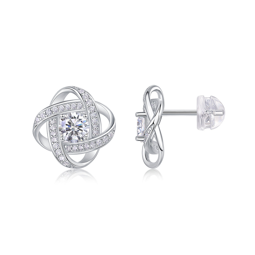 Hope Beam - Moissanite S925 Sterling Silver And Platinum-plated Stud Earrings