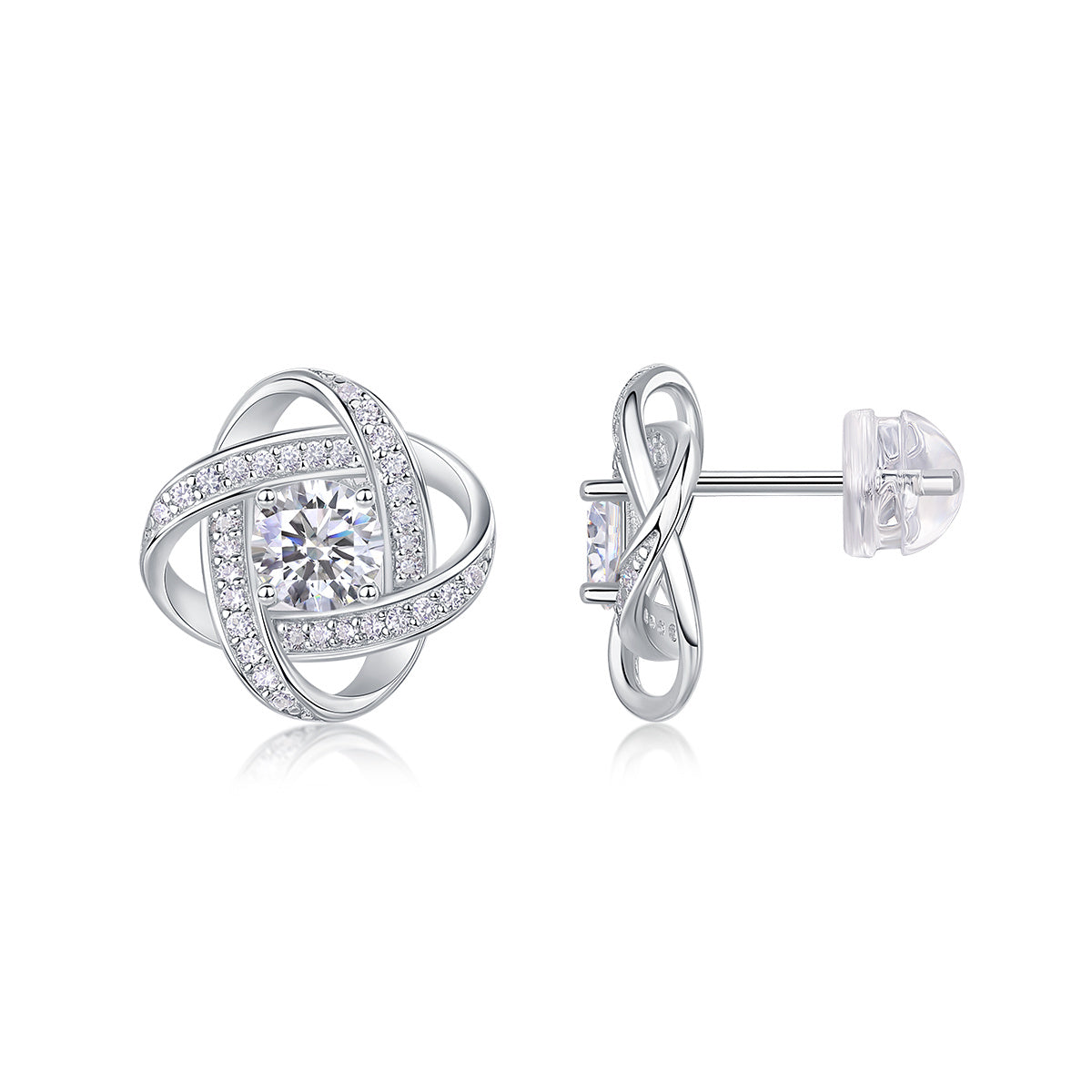 Hope Beam - Moissanite S925 Sterling Silver And Platinum-plated Stud Earrings