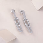 Chain Diamond Earrings Stud Set With Mosan Diamond Silver Ornaments