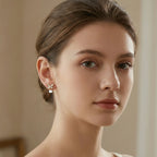 925 Sterling Silver Elegant Crystal Butterfly and Lustrous Pearl Drop Earrings