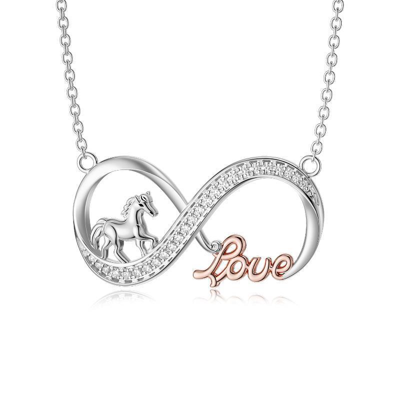 Horse Infinity Love Necklace Sterling Silver