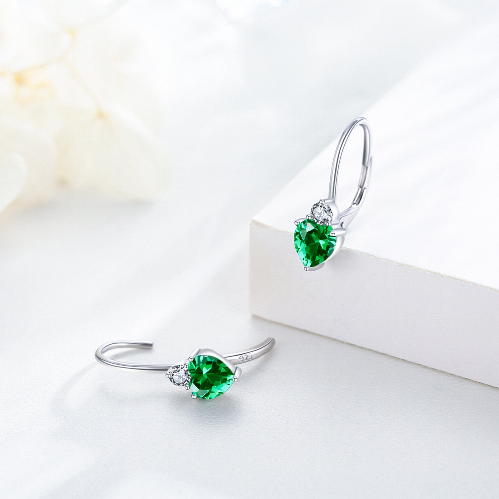925 Sterling Silver Hypoallergenic Heart Zirconia Earrings
