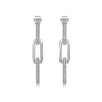 Chain Diamond Earrings Stud Set With Mosan Diamond Silver Ornaments