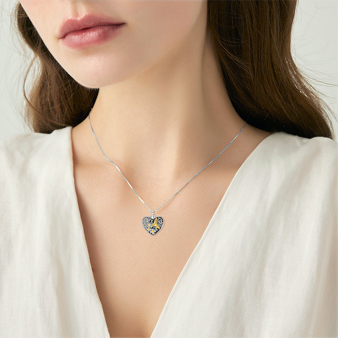 Heart Hummingbird Urn Necklace for Ashes Cremation Jewelry