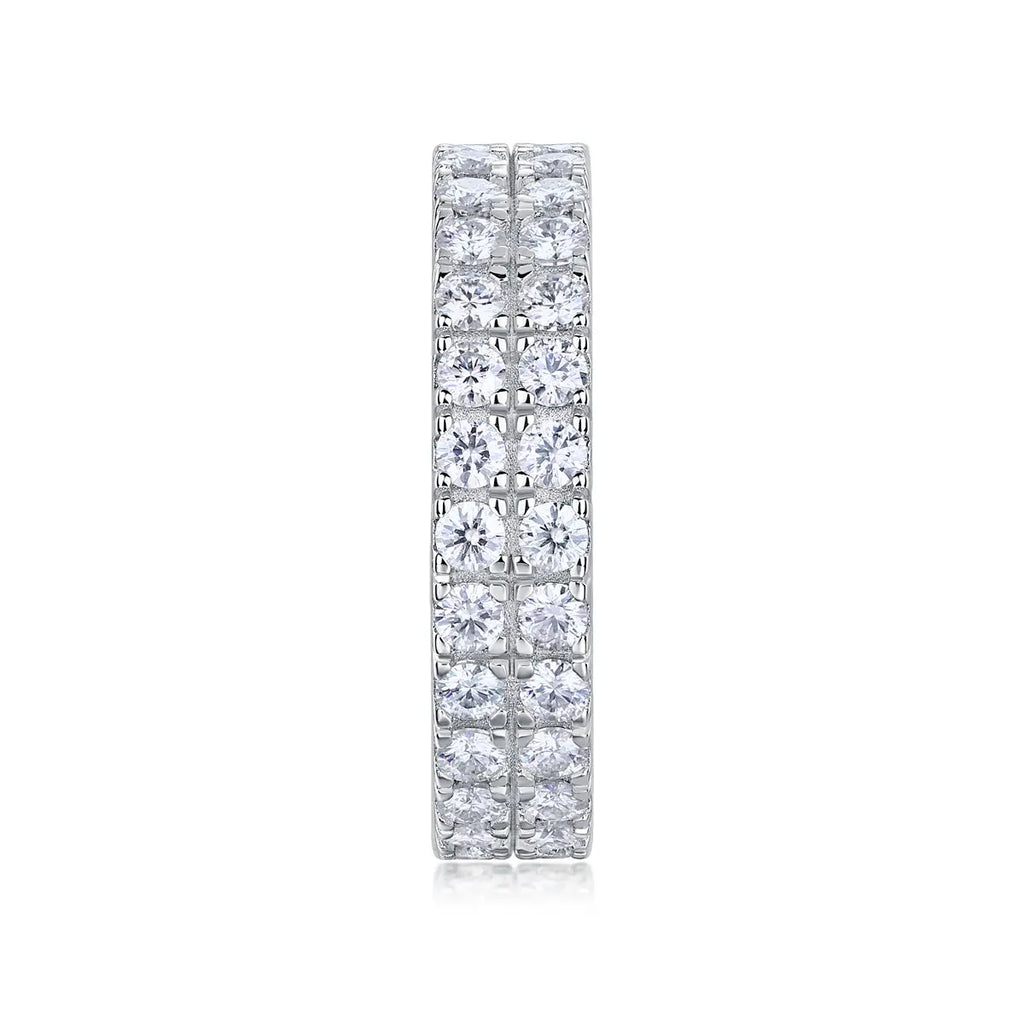 Multi-Row Diamond Moissanite Silver Ring 