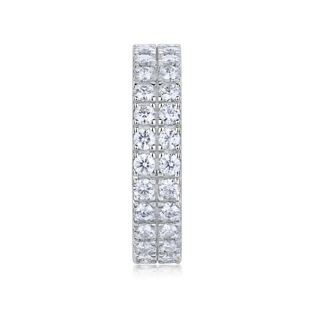 Multi-Row Diamond Moissanite Silver Ring 