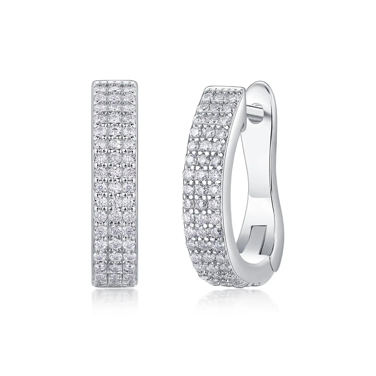 Slow Pace – Moissanite Luxury Fashion Silver Stud Earrings, S925 Platinum Plated NP Collection