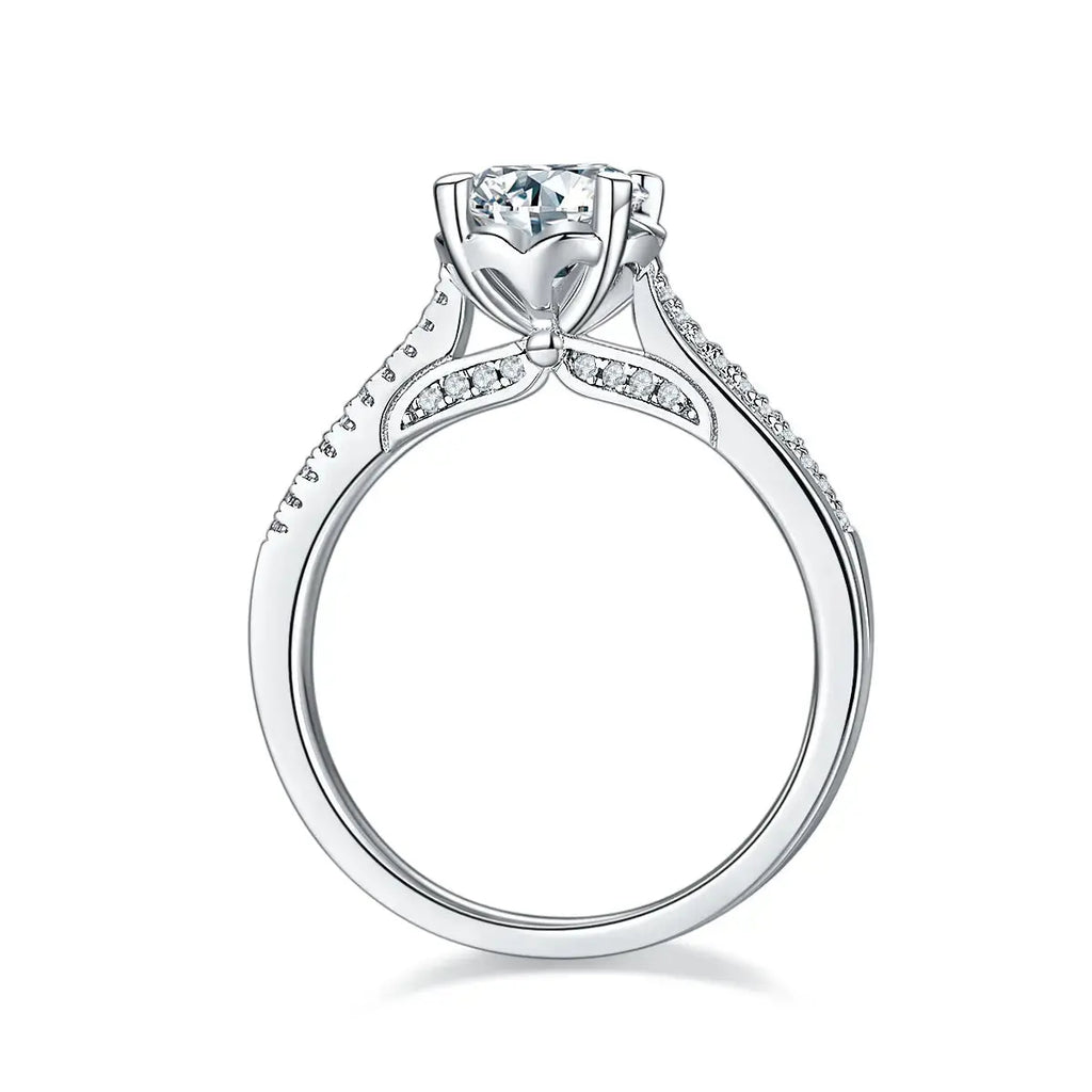 1-carat Luxury And Fashionable Light Luxury Jewelry Silver Ring Set With Top-quality Moissanite, S925 Silver Plated Platinum NP Collection