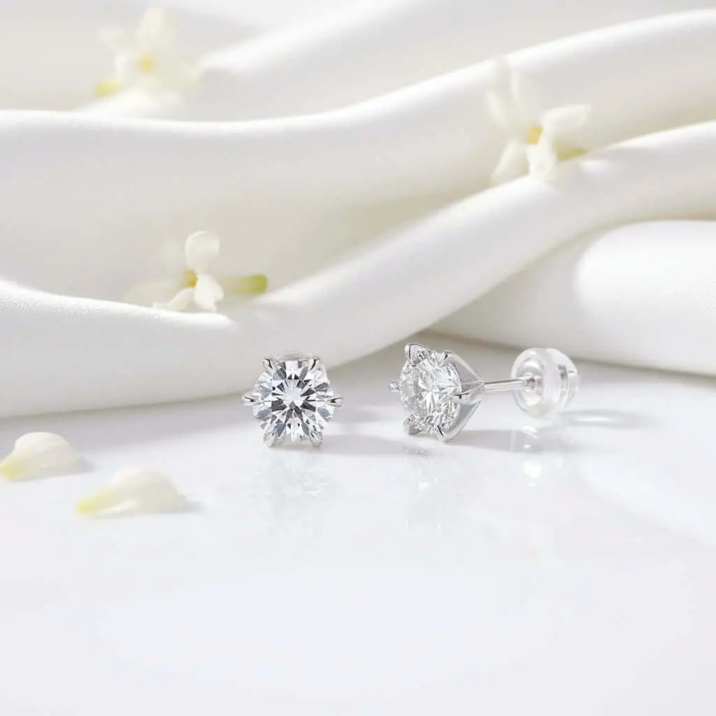 1 Carat Moissanite Stud Earrings – S925 Sterling Silver Six-Prong