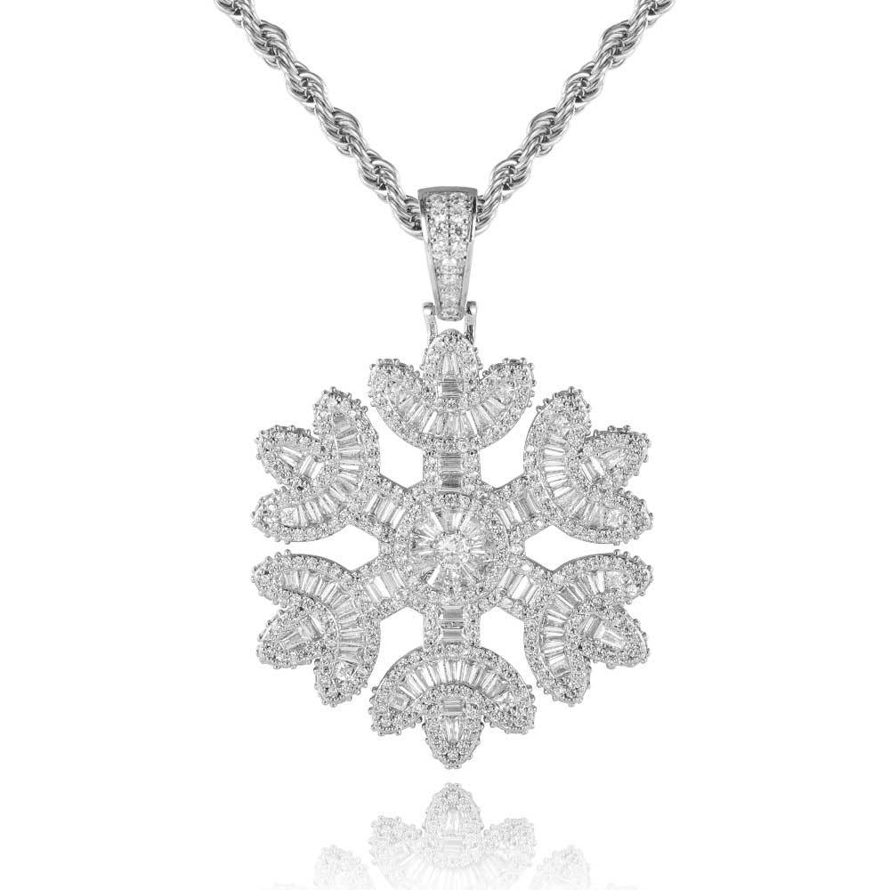 Zircon Snowflake Pendant Jewelry Real Gold Electric