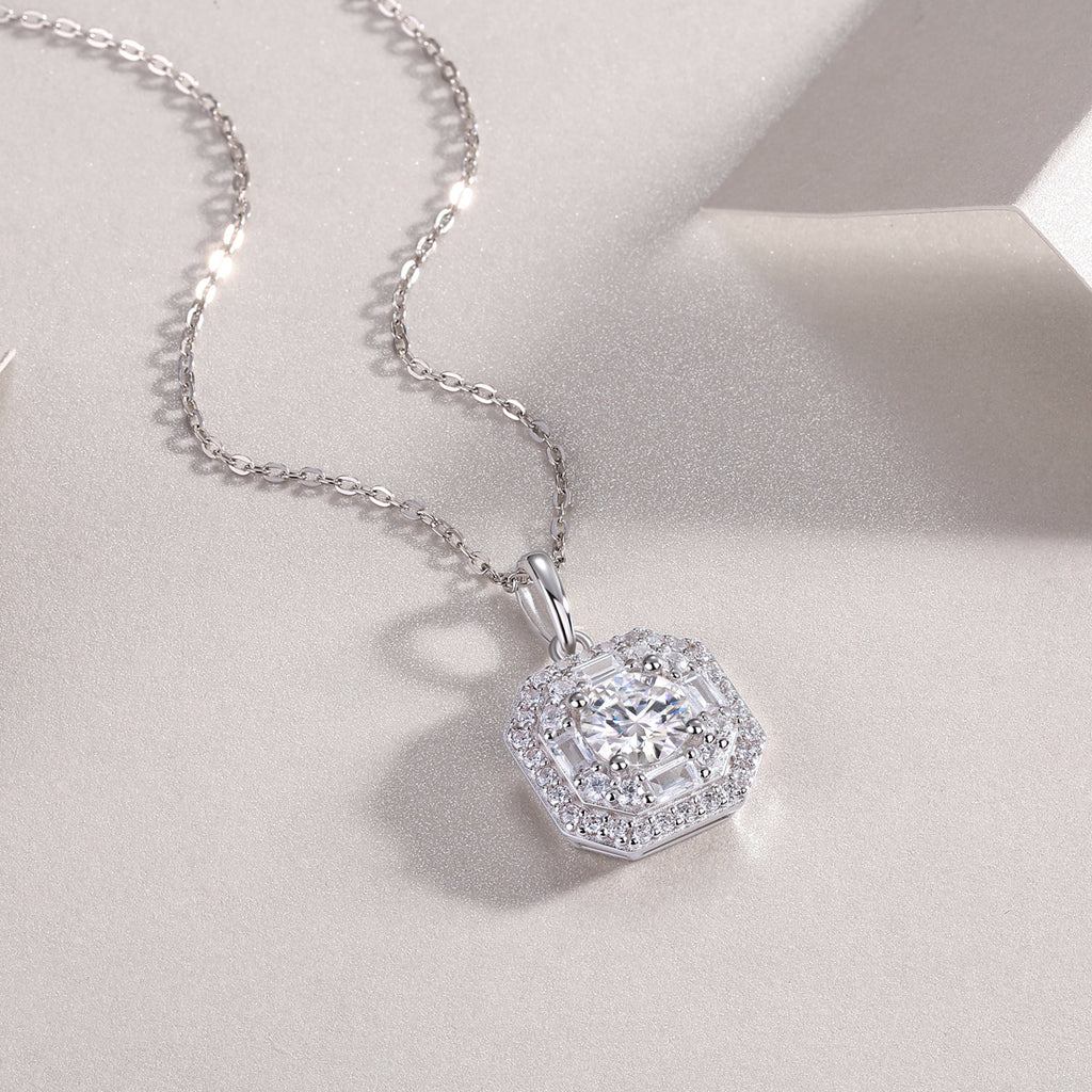 Small Square Bag - 1-carat Moissan Diamond S925 Sterling Silver And Platinum-plated Pendant