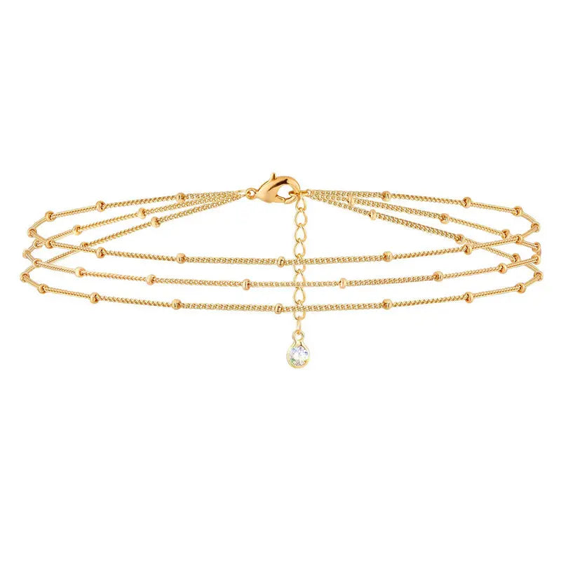 Dainty Gold Bracelets For Women, 14K Gold Filled Adjustable Layered Bracelet Cute Oval Chain Bar Gold Bracelet
