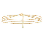Dainty Gold Bracelets For Women, 14K Gold Filled Adjustable Layered Bracelet Cute Oval Chain Bar Gold Bracelet