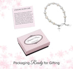 Pearl & Crystal Beaded Bracelet, .925 Sterling Silver 