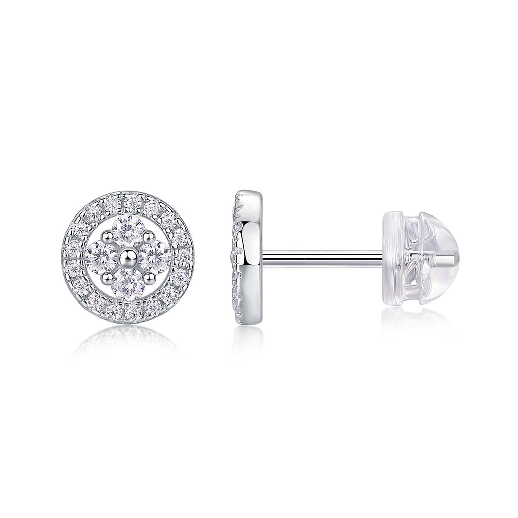 Silver Osmanthus - Moissanite S925 Sterling Silver And Platinum-plated Stud Earrings
