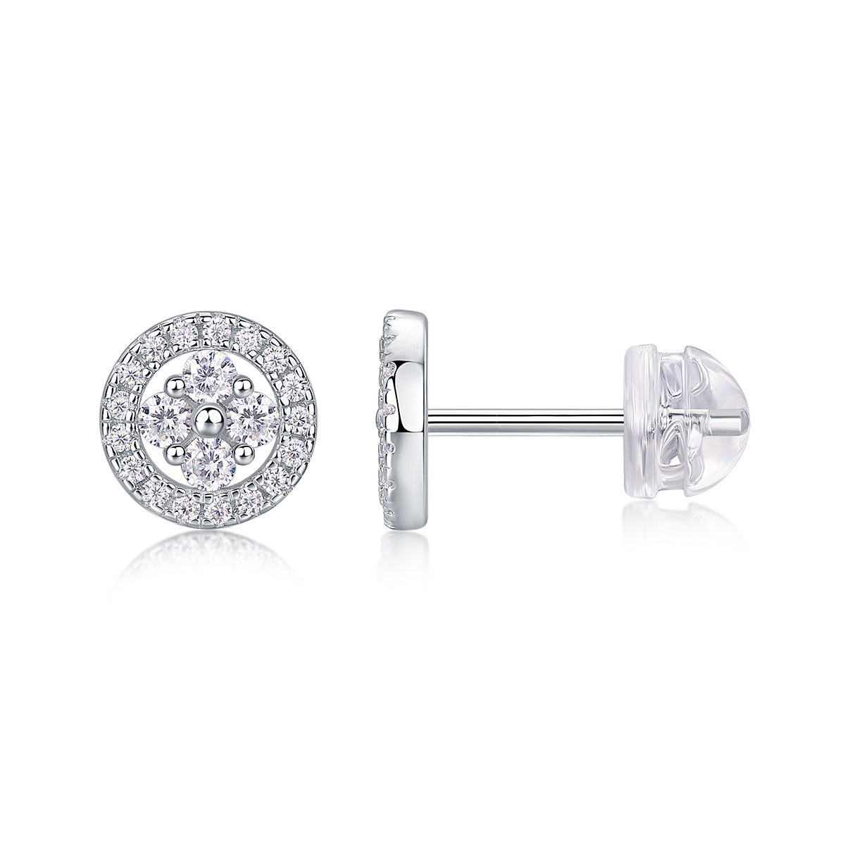 Silver Osmanthus - Moissanite S925 Sterling Silver And Platinum-plated Stud Earrings