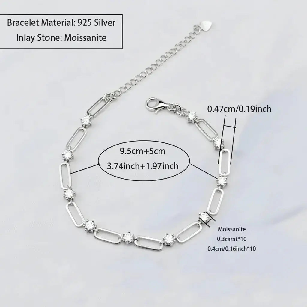 18K Gold Plated Moissanite Tennis Bracelet 925 Silver 